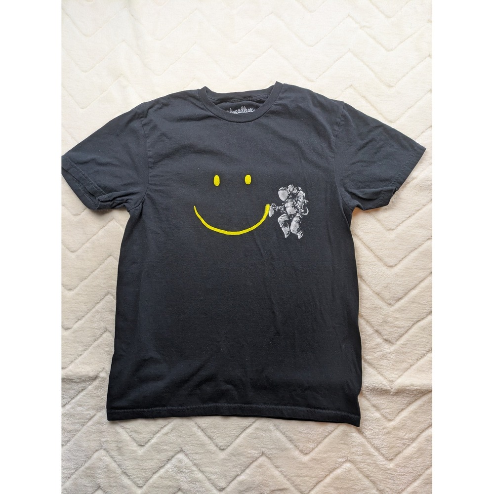 Threadless Digital Carbine Astronaut Smiley Face Graphic Tee Black Medium